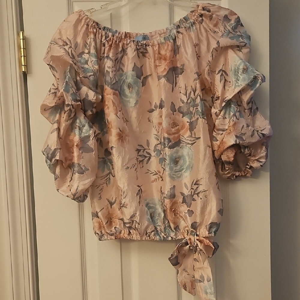 CeCe Pink and Blue Blouse Elegant Top